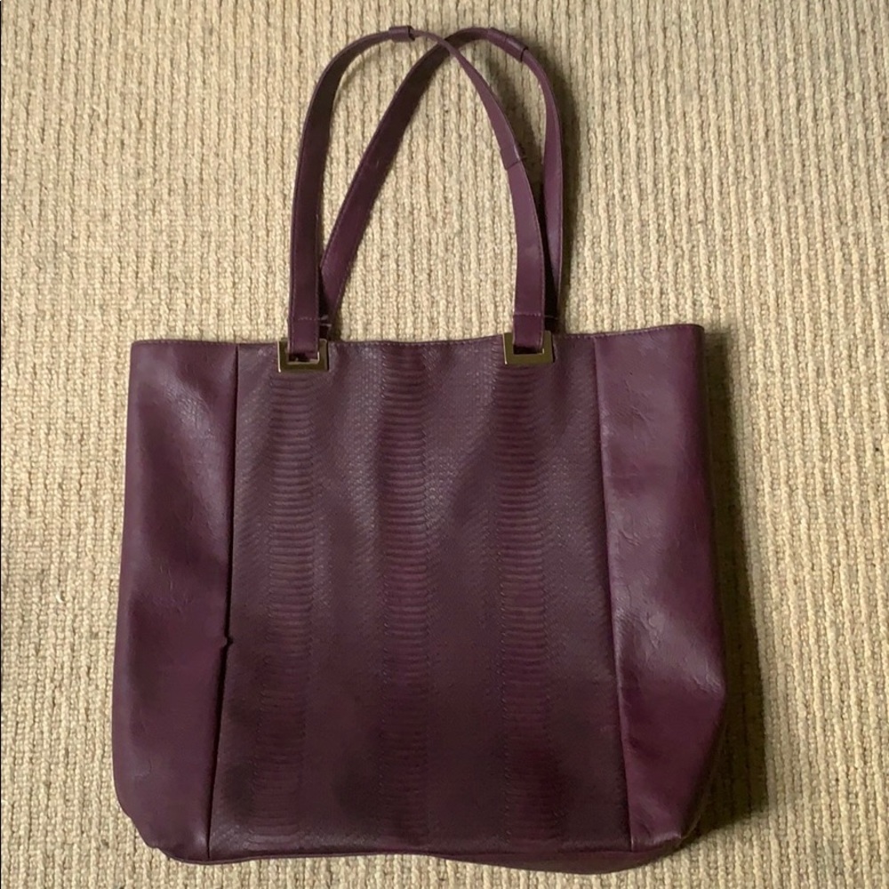 Plum Faux Leather Tote